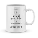 Mug personnalisé avec un prénom merci Atsem