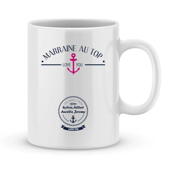 Mug personnalisé avec un prénom Marraine au top