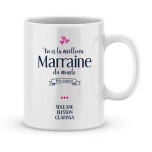 Mug personnalisé avec un prénom meilleure Marraine du monde