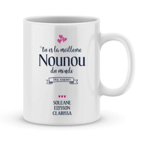 Mug personnalisé avec un prénom meilleure nounou du monde