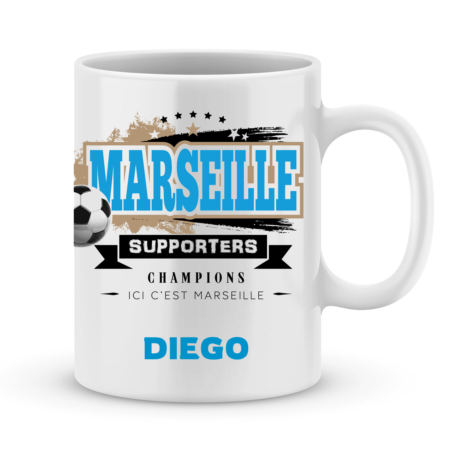 Mug personnalisé avec un prénom foot Marseille - Joli Mug
