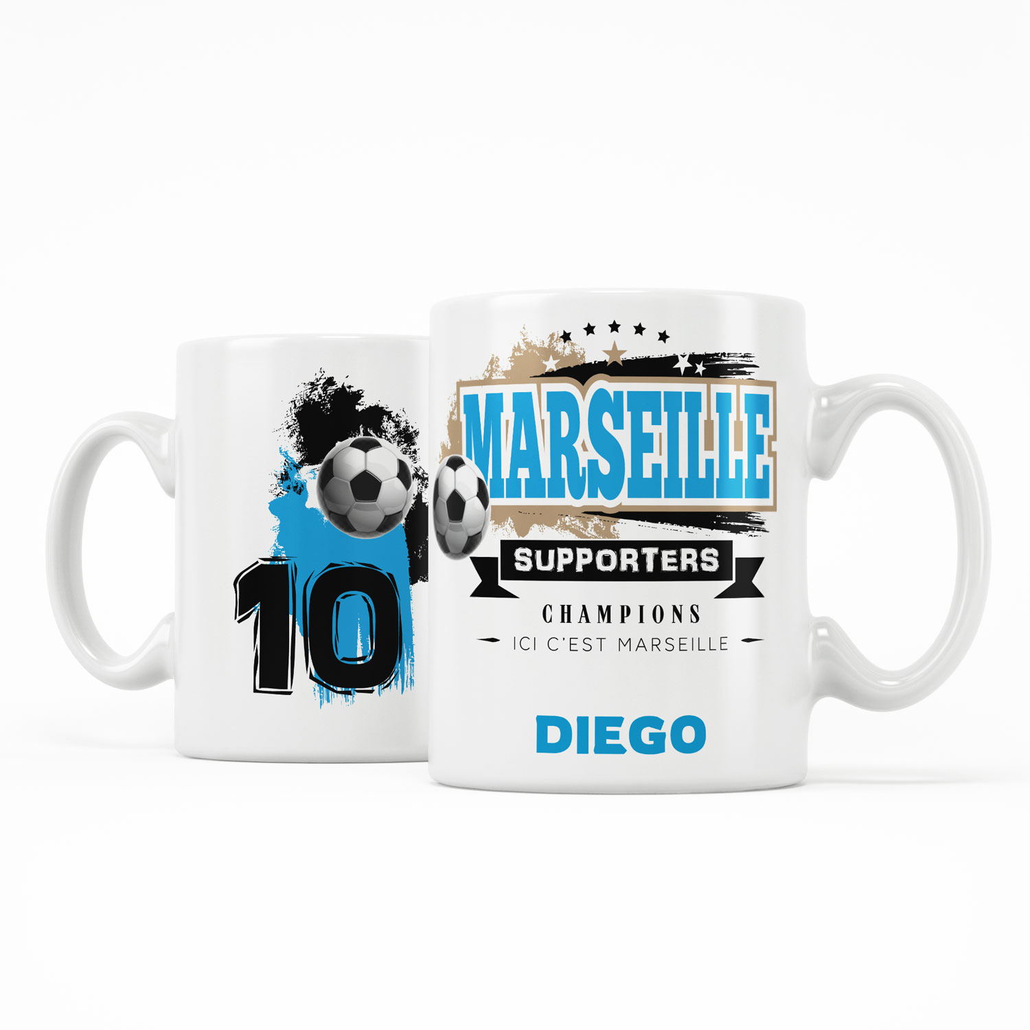 Mug personnalisé avec un prénom foot Marseille - Joli Mug