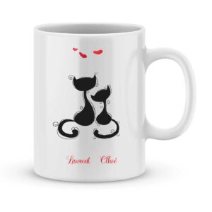 Mug personnalisé avec un prénom chat amoureux