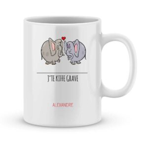 Mug personnalisé avec un prénom j'te kiffe grave