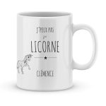 Mug personnalisé avec un prénom je peux pas j'ai licorne