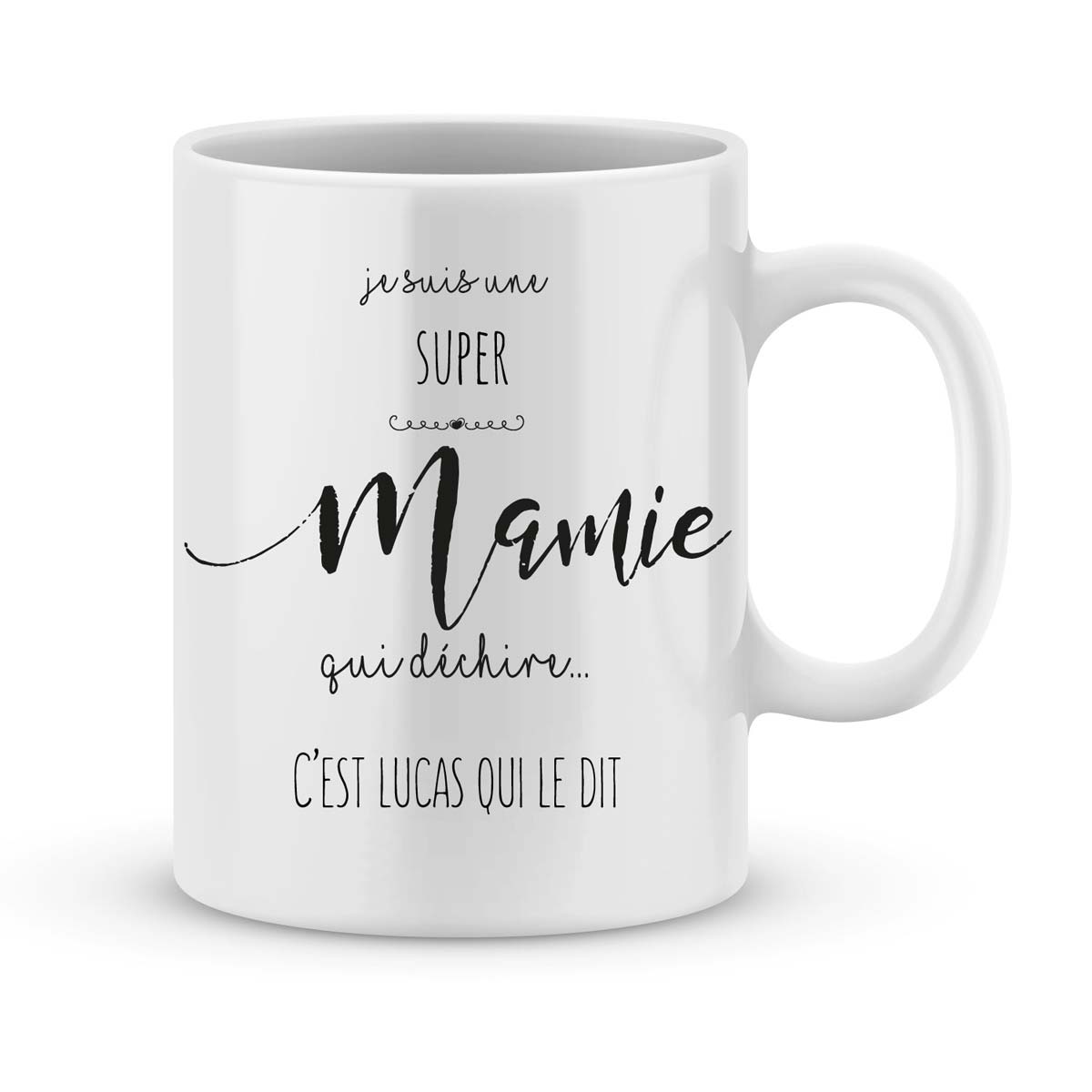 Mug personnalisé avec un prénom super mamie - La boite à Mug