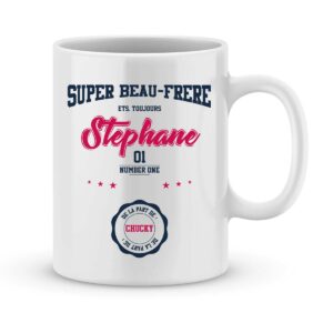 Mug personnalisé avec un prénom super beau-frère