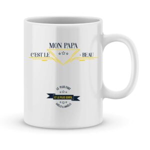 Mug personnalisé avec un prénom papa est beau et fort