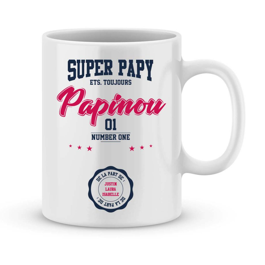 [Effet d'impression 3D] Papa Papy On T'aime - Mug Personnalisé Prénom main image 1