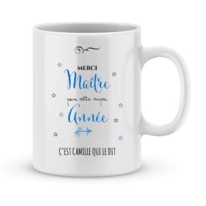 Mug personnalisé avec un prénom merci maître pour cette année