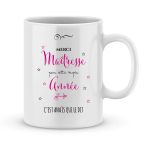 Mug personnalisé avec un prénom merci maîtresse pour cette année