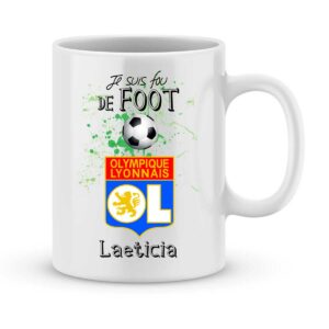 Mug personnalisé avec un prénom foot Lyon