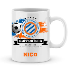 Mug personnalisé avec un prénom foot Montpellier