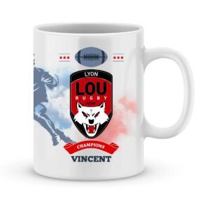 Mug personnalisé rugby top 14 Lyon Olympique Universitaire Rugby