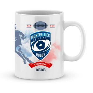 Mug personnalisé rugby top 14 Lyon Montpellier Hérault Rugby