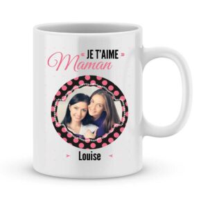 Mug personnalisé avec prénom et photo je t'aime maman