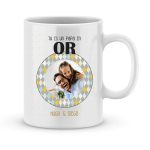 Idée cadeau fête des pères - Mug personnalisé photo papa en or