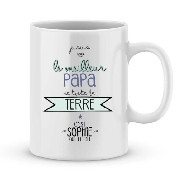 Mug personnalisé avec un prénom meilleur papa de la terre