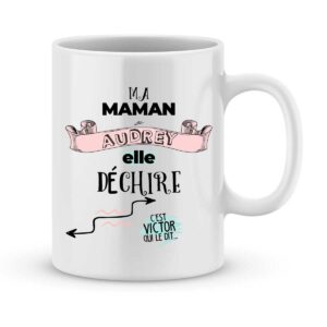 Mug personnalisé avec un prénom ma maman elle déchire