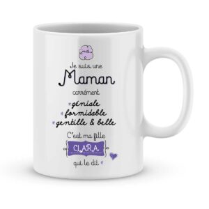 Mug personnalisé avec un prénom maman carrément géniale (De ma fille)