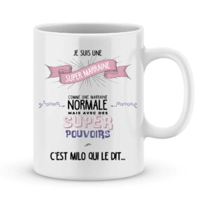 Mug personnalisé avec un prénom super marraine