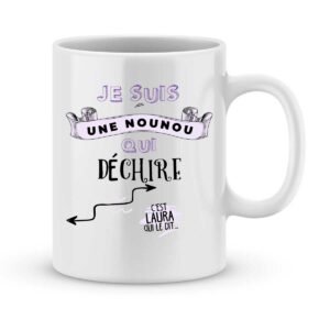 Mug personnalisé avec un prénom nounou qui déchire