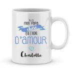 Mug personnalisé avec un prénom papa chéri que j'aime