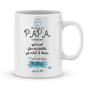 Mug personnalisé avec un prénom papa carrément génial (de mon fils)