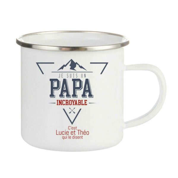Tasse personnalisée émaillée mon papa est incroyable