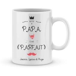 Mug personnalisé avec un prénom papa parfait