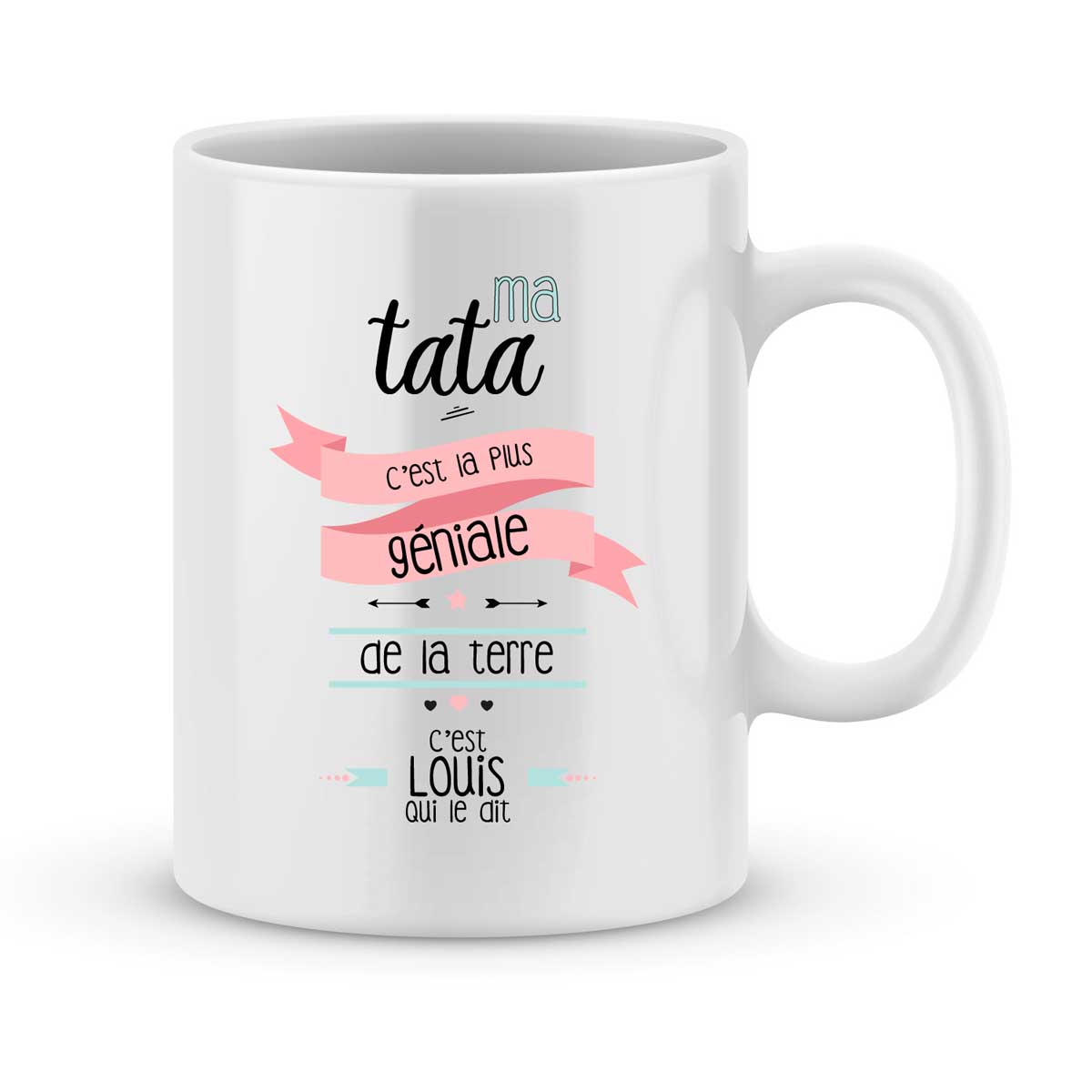 Mug personnalisé avec un prénom tata est géniale - Joli Mug