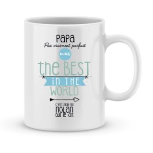 Mug personnalisé avec un prénom papa the best in the world (de mon fils)