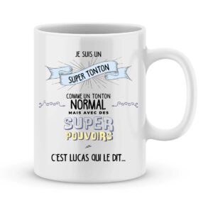 Mug personnalisé avec un prénom tonton super pouvoirs