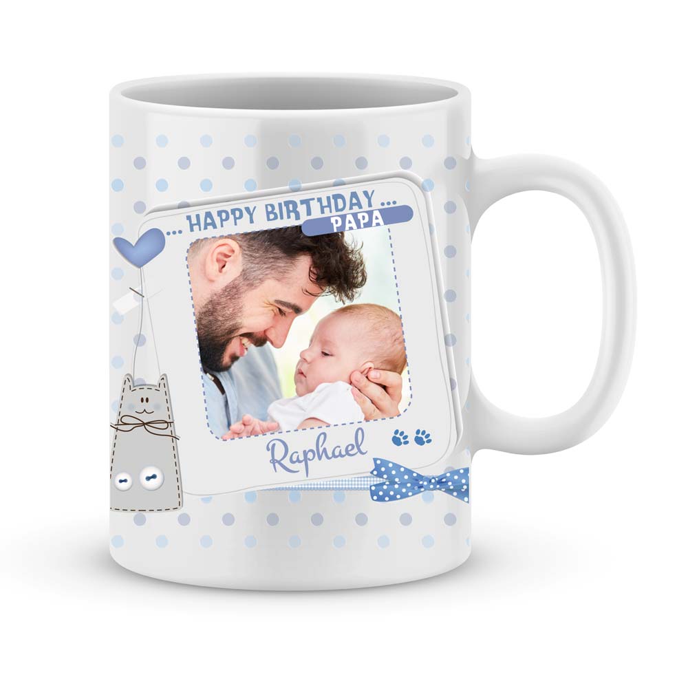 Cadeau anniversaire Papa avec photo et 2 prénoms - Joli Mug