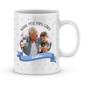 Cadeau bonne fête papy câlins - Mug photo & prénom