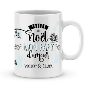 Cadeau papy. Mug personnalisé prénom joyeux noël papy