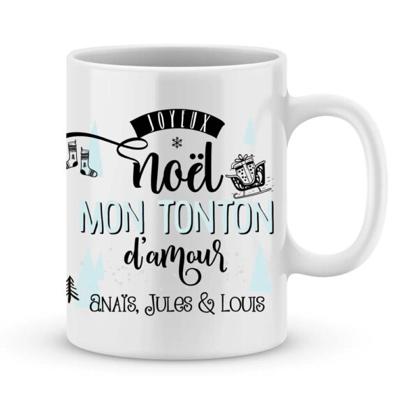 Cadeau tonton. Mug personnalisé prénom joyeux noël tonton