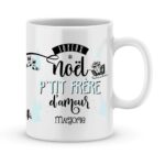 Cadeau frère. Mug personnalisé prénom joyeux noël p'tit frère