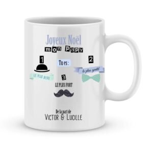 Cadeau papy. Mug personnalisé joyeux noël mon papy