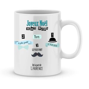 Cadeau papa. Mug personnalisé joyeux noël mon papa