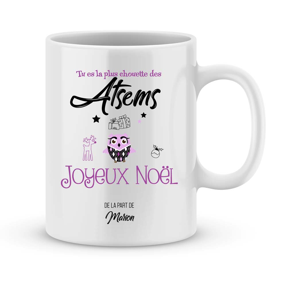 Mug Noël Nounou - Maîtresse - Atsem - Marraine - personnalisé - Cadeau de  Noël