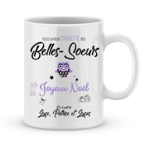 Cadeau noël belle-soeur. Mug personnalisé joyeux noël