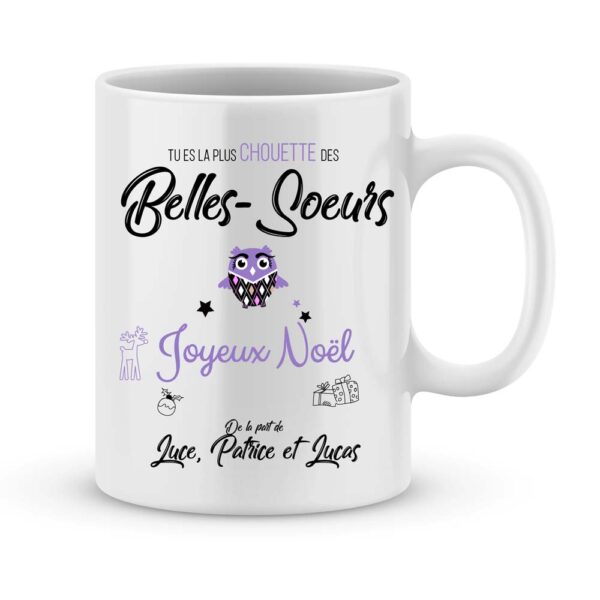 Cadeau noël belle-soeur. Mug personnalisé joyeux noël