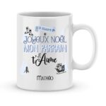 Cadeau parrain. Mug personnalisé prénom joyeux noël parrain