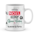 Cadeau beau-frère. Mug personnalisé joyeux noël beau-frère