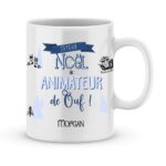 Cadeau animateur. Mug personnalisé joyeux noël animateur