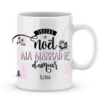 Cadeau marraine. Mug personnalisé joyeux noël marraine