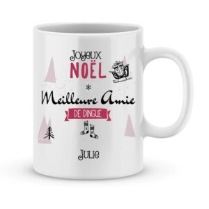 Cadeau meilleure amie. Mug personnalisé joyeux noël amie