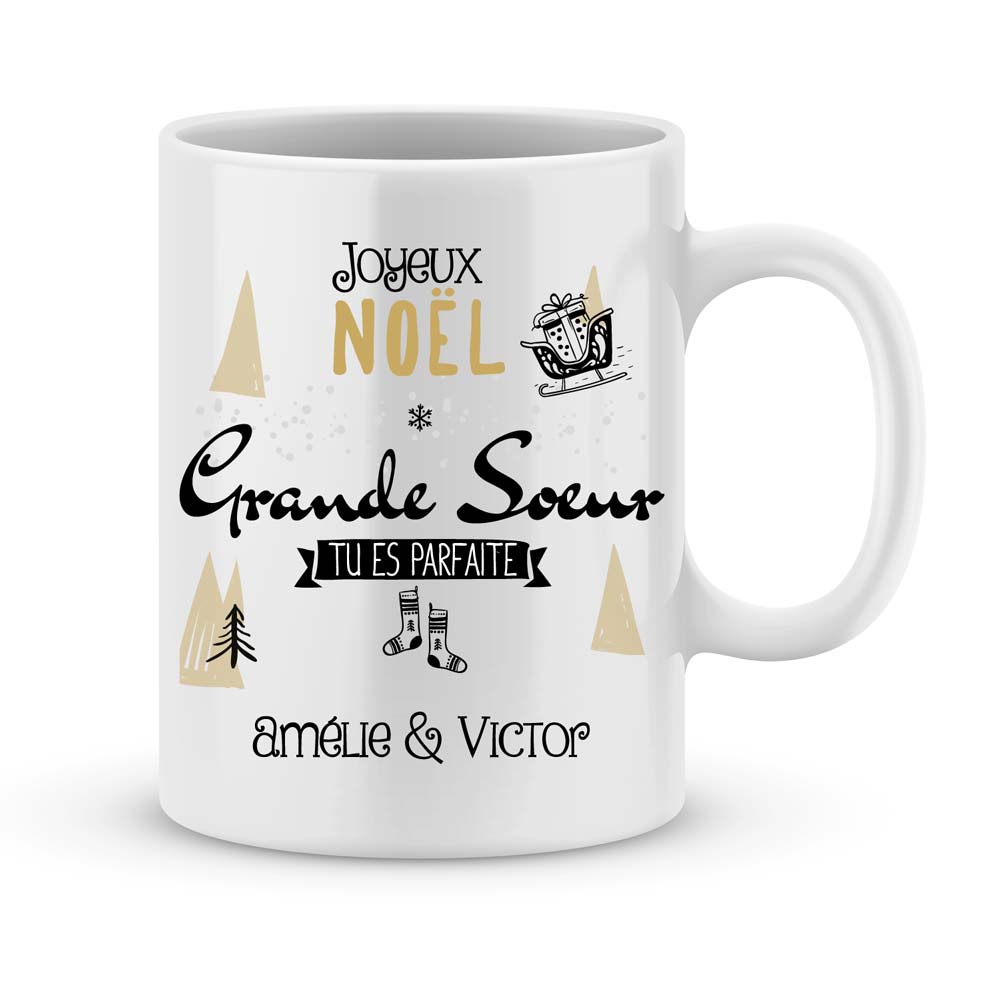 Cadeau noël grande soeur. Sac brodé Joyeux Noël Grande Soeur