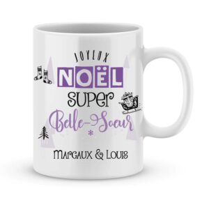 Cadeau belle-soeur. Mug personnalisé joyeux noël belle-soeur